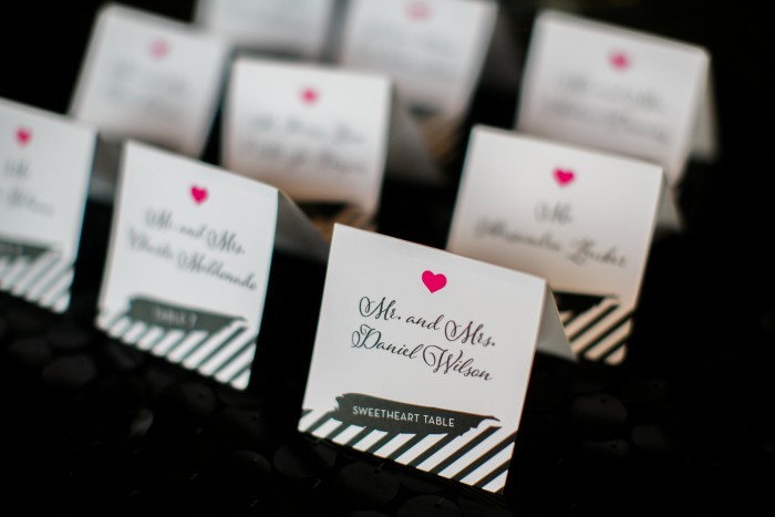 black and white escort cards